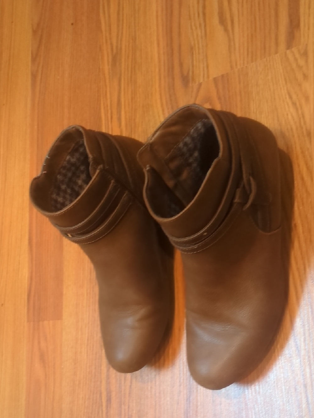 Brown Ankle Booties with Strap Detail